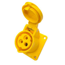 Marlanvil 110V 16A 3 Pin Panel Socket (IP44) Yellow