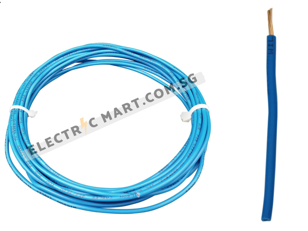 Electric Mart 1C Single Core 1.5mm PVC Electrical Cable Wire - 5 meters (loose cable length)