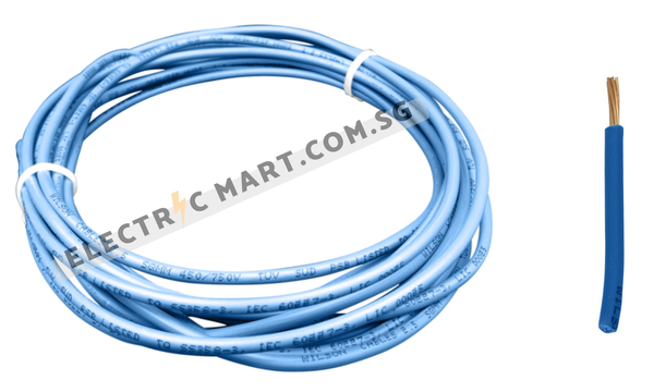 Electric Mart 1C Single Core 2.5mm PVC Electrical Cable Wire - 5 meters (loose cable length)