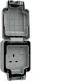 hager Sollysta WXPSS81 IP66 Single 13A Double Pole Switched Socket, weatherproof, dust-proof, water-proof, 180 degree lid opening,  EAN 3250617260091
