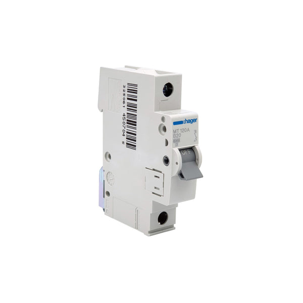 Hager MT120A 20A 1P Single Pole 6kA Type B Miniature Circuit Breaker (MCB)