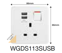 Hager Dream WGDS113SUSB 13A Single Switched Socket Outlet w/ 2 x USB Charger c/w M3.5 x 27mm long screws(Suitable for BTO switch replacement, HDB, new installations, Singapore standard size switch hole for easy installation) *NEW beehive-like design plate