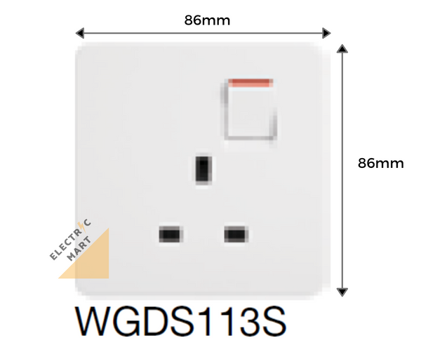 Hager Dream WGDS113S 13A Single Switched Socket Outlet c/w M3.5 x 27mm long screws(Suitable for BTO switch replacement, HDB, new installations, Singapore standard size switch hole for easy installation) *NEW beehive-like design plate