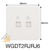 Hager Dream WGDT2RJRJ6 RJ11 + RJ45 cat6, 2 mod c/w M3.5 x 27mm long screws(Suitable for BTO switch replacement, HDB, new installations, Singapore standard size switch hole for easy installation) *NEW beehive-like design plate