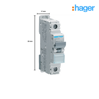 Hager NB106 Single Module 1 Pole Type B 6A 10KA Miniature Circuit Breaker (MCB)