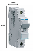 Hager NB116 Single Module 1 Pole Type B 16A 10KA Miniature Circuit Breaker (MCB)