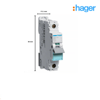 Hager NB140 Single Module 1 Pole Type B 40A 10KA Miniature Circuit Breaker (MCB)