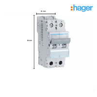 Hager NB210 10A 2P 10KA TB Miniature Circuit Breaker (MCB)