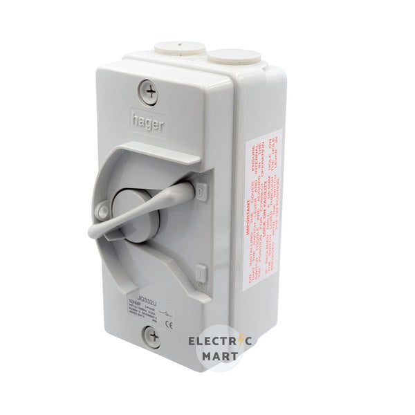 hager JG332U 32A 3 pole 3P PVC Weatherproof Isolator (IP66)