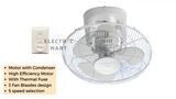 Neiken UAF-16 Orbit Ceiling Mount Auto Fan / 16 inch / 16" with Regulator, Singapore Safety Mark [WHITE] (Free delivery)