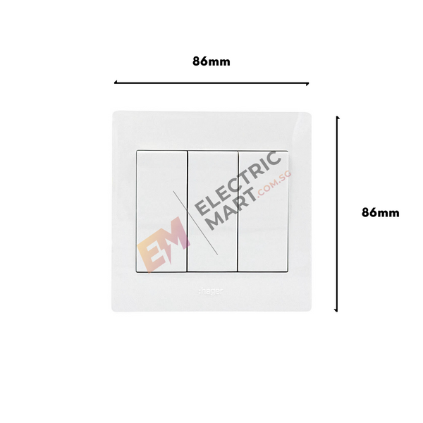 Hager Muse WGML131 / WGML132 16AX 3 Gang 1 Way / 2 Way Switch