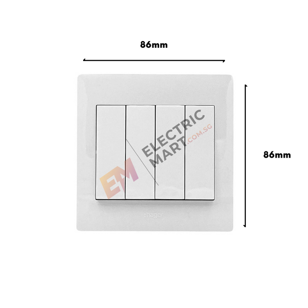 Hager Muse WGML141 16AX 4 Gang 1 Way Switch