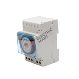hager EH111 Time switch daily cycle with reserve 3 modules 24 hours, din rail,  change-over contact, usable as NC or NO, 16A 250V AC1, 230V, 1 channel, IP20, EAN 3250612281114